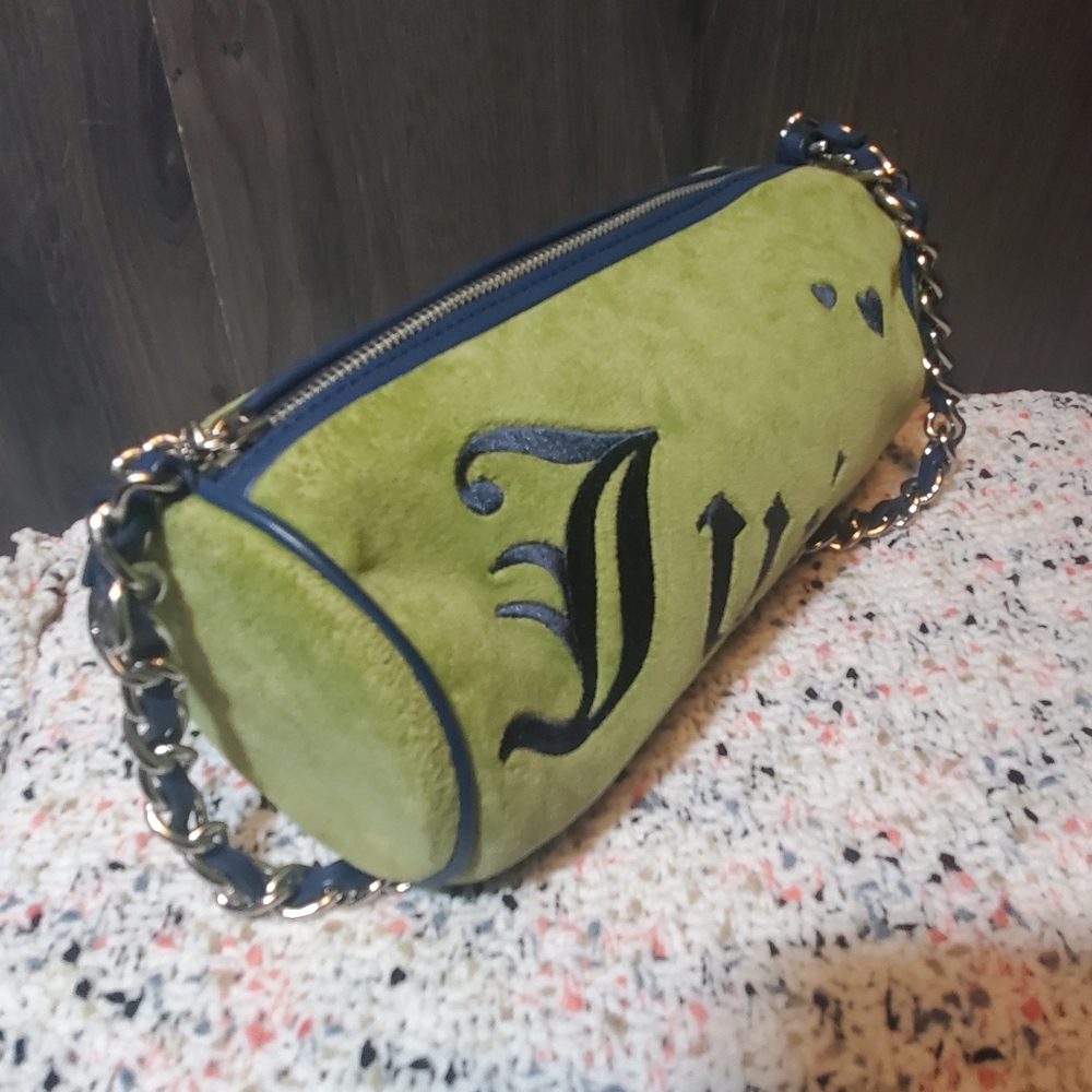 Y2k Juicy Couture Barrel Bag Lime Green Velour - Picture 8 of 13